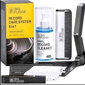 Big Fudge 6-in-1 Vinyl Record Care System Cleaning Kit with Fluid Brush Stand
